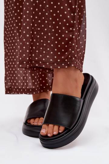 Dames zwarte slippers met plateau Tanelisse 2