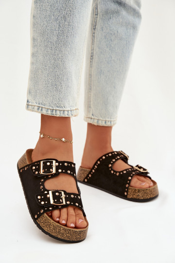 Damespantoffels Ze gouden kleurmi met gespenmi En studs zInart Tervina 2