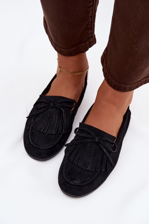 mocassins pour femmes avec des franges couleur noire Janelisse