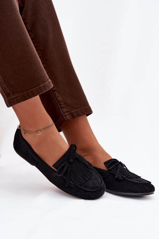 mocassins pour femmes avec des franges couleur noire Janelisse