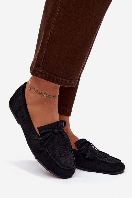 mocassins pour femmes avec des franges couleur noire Janelisse