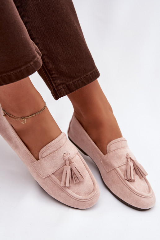 Mocassins Appartement pour femmes avec des franges Nuance rose clair Il fautrilisse