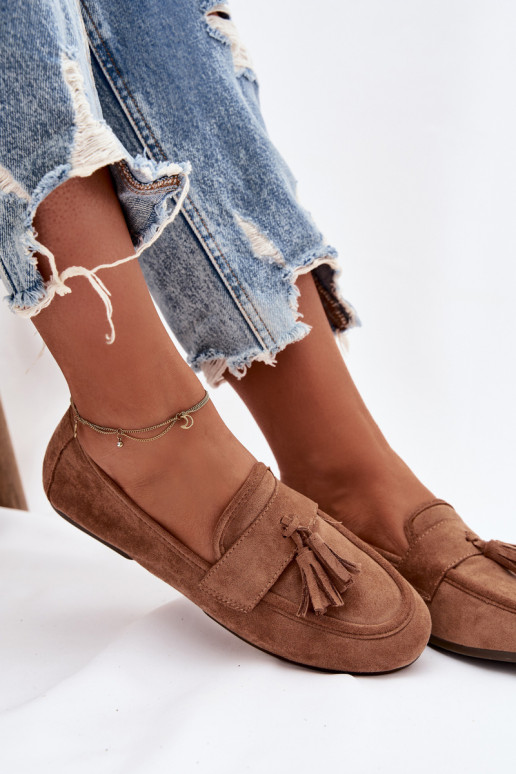 Mocassins Appartement pour femmes avec des franges marron Il fautrilisse