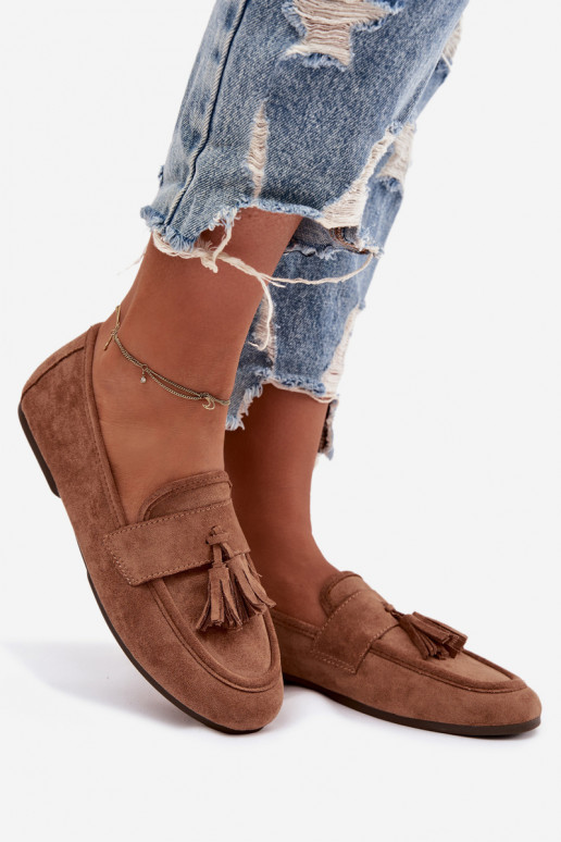 Mokassins FrauenZuohnung mit Fransen braune Farbe Es mussrilisse