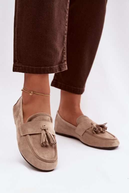 Mocassins Appartement pour femmes avec des franges beige Il fautrilisse