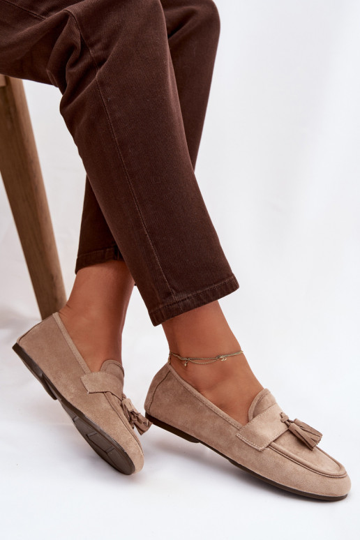 Mocassins Dames plat met kInastjes beige Het heeftrilisse