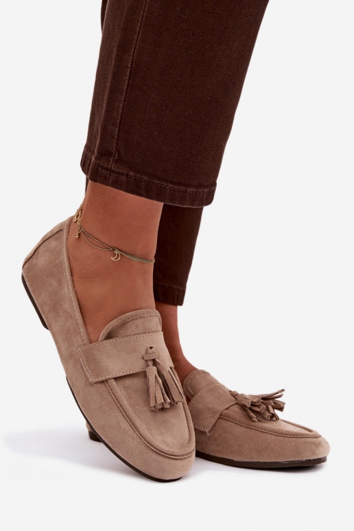 Mocassins Dames plat met kInastjes beige Het heeftrilisse