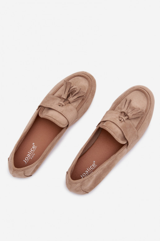 Mocassins Appartement pour femmes avec des franges beige Il fautrilisse