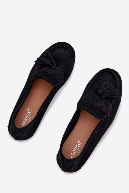 Mocassins Appartement pour femmes avec des franges couleur noire Il fautrilisse