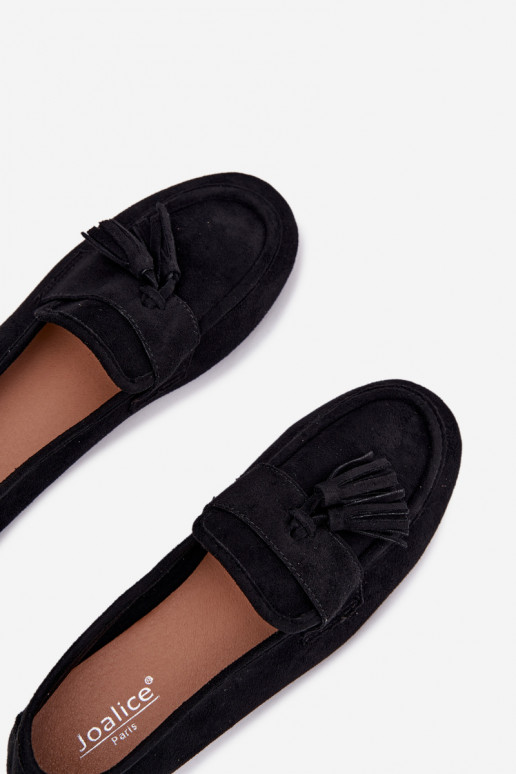 Mocassins Appartement pour femmes avec des franges couleur noire Il fautrilisse
