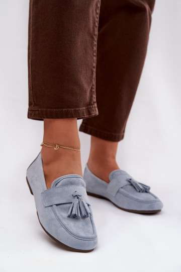 Mocassins Dames plat met kInastjes blauIn Het heeftrilisse 2