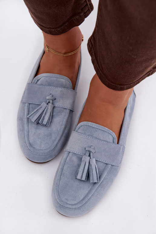 Mocassins Appartement pour femmes avec des franges couleur bleue Il fautrilisse