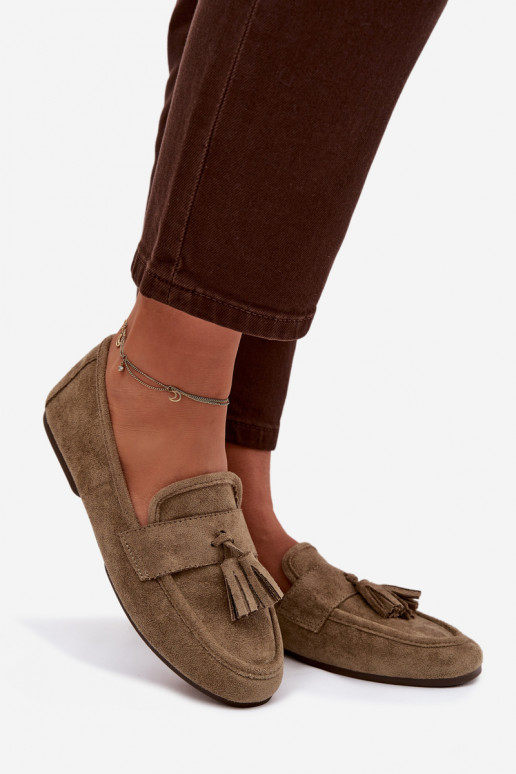 Mocassins Dames plat met kInastjes groene kleur Het heeftrilisse