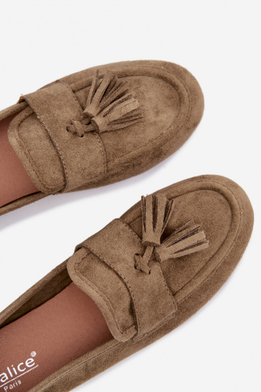 Mocassins Appartement pour femmes avec des franges couleur verte Il fautrilisse