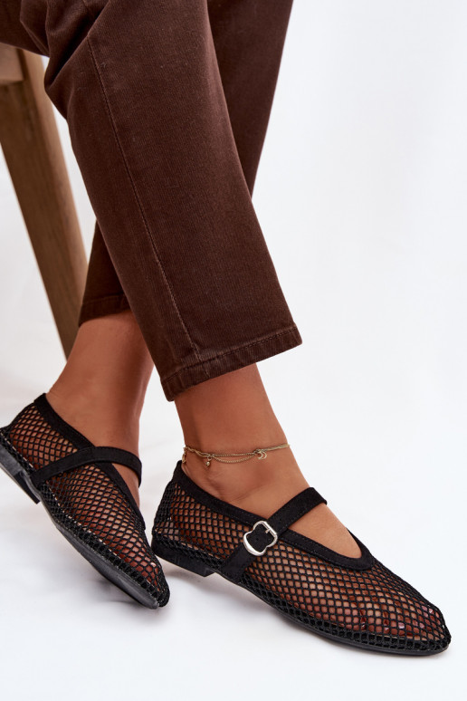 grille Ballerines avec des sangles couleur noire Pherina