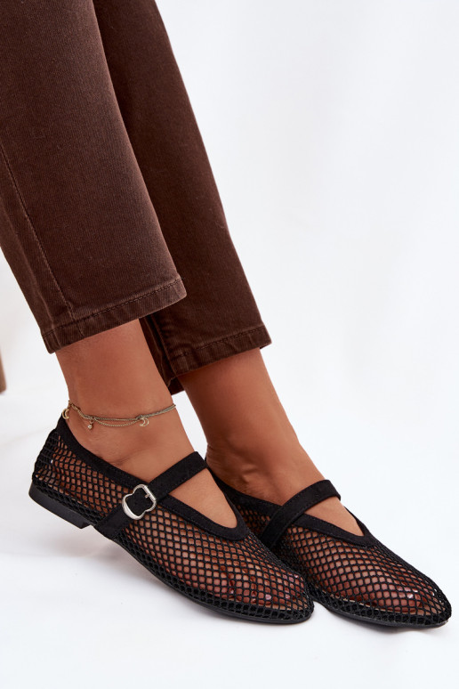 grille Ballerines avec des sangles couleur noire Pherina