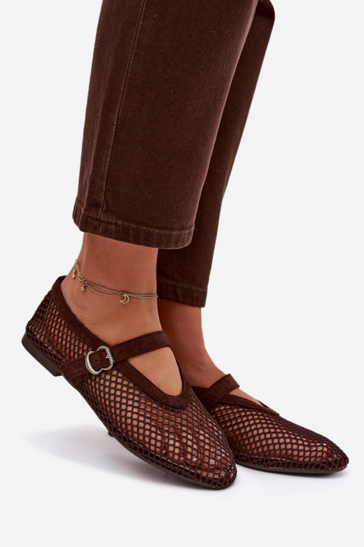 Netz Ballerinas mit Riemen CzekoladoZue Pherina