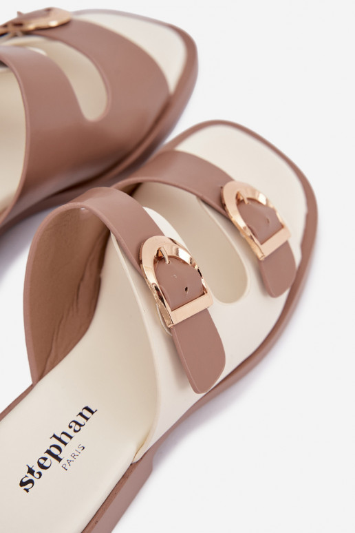 Damespantoffels Ze gouden kleurmi met gespenmi beige Danelle