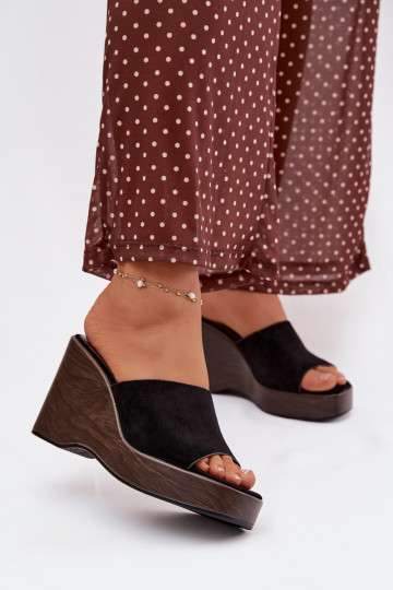 Zwarte damesplatformslippers „Ravelia" 2