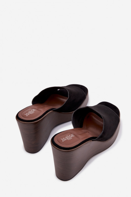 Pantoufles pour femmes Sur un coin couleur noire Ravelia