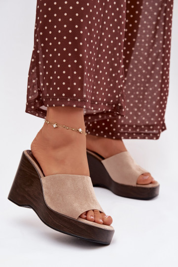 Zandkleurige damesplatformslippers „Ravelia"