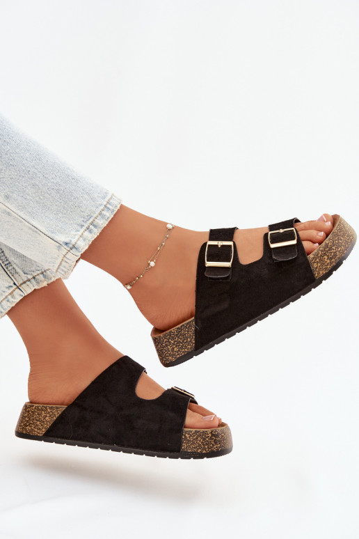 Damespantoffels met platform Ze gouden kleurmi met gespenmi zInart Tovessa