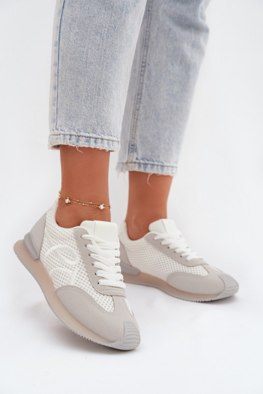 Chaussures modèle baskets baskets Féminin Blanc-couleur grise Tarlisse