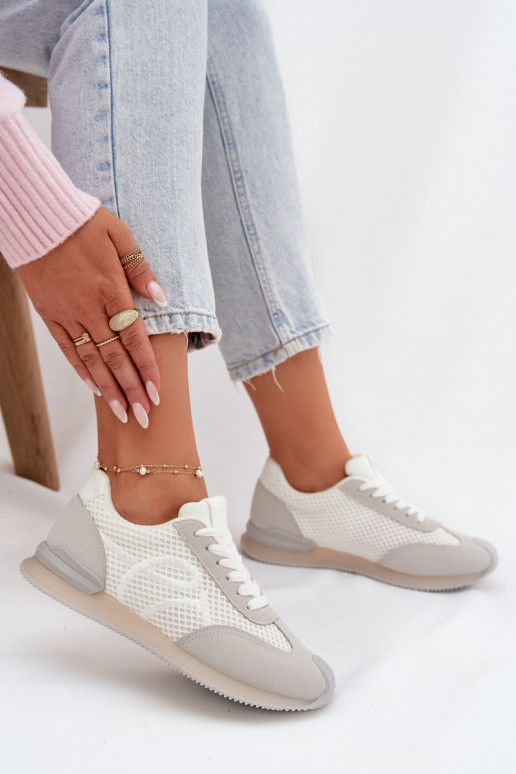 Chaussures modèle baskets baskets Féminin Blanc-couleur grise Tarlisse