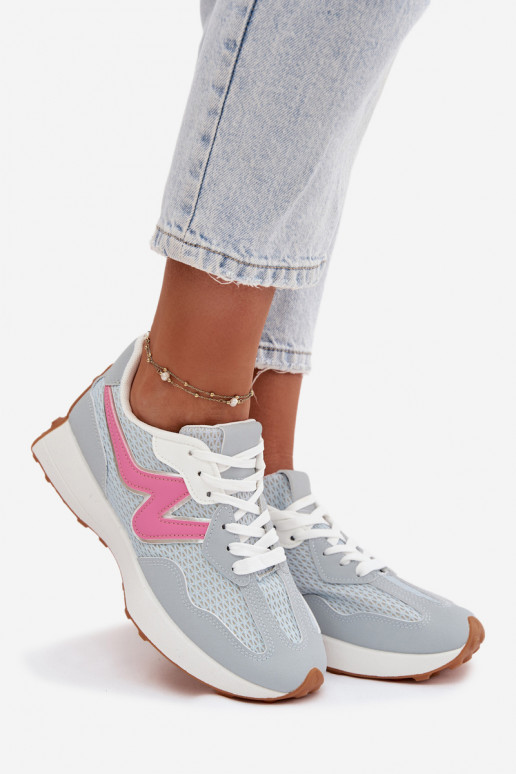 Turnschuhe Feminin mit einer Plattform blaue Farbe Janelora