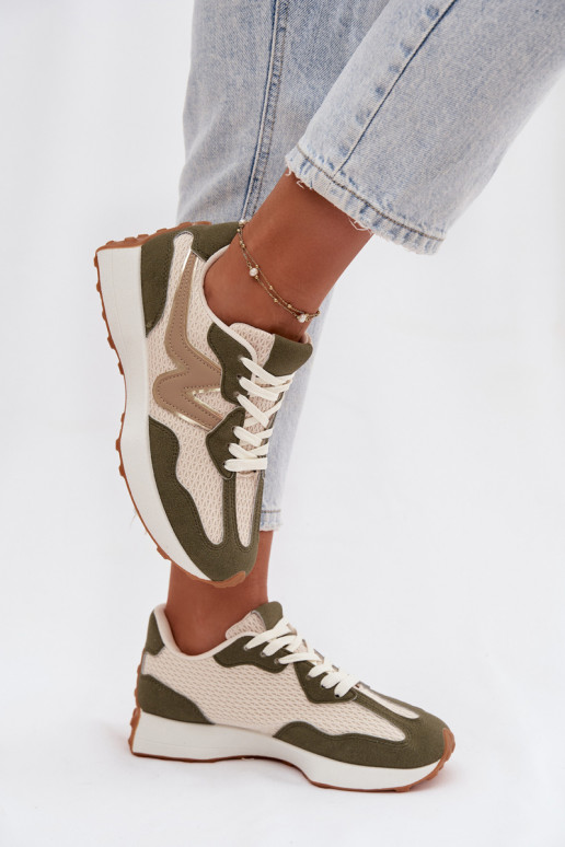 Turnschuhe Feminin mit einer Plattform grüne Farbe Janelora