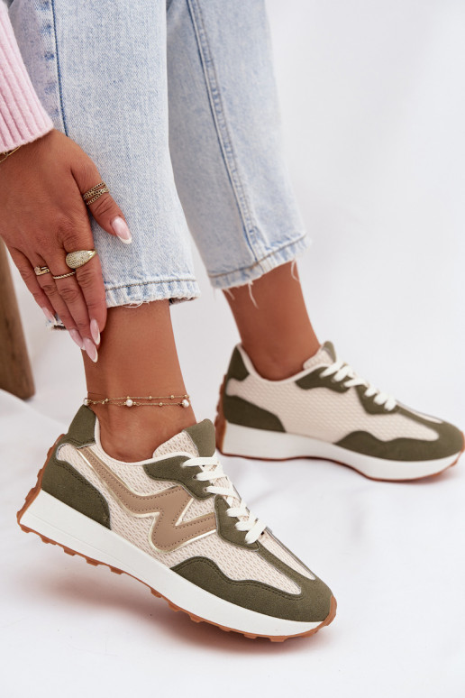 sportschoenen Dames met platform groene kleur Janelora