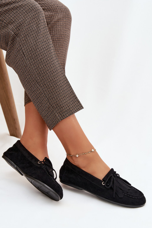 mocassins pour femmes avec des détails élégants Et la frange couleur noire Glorina