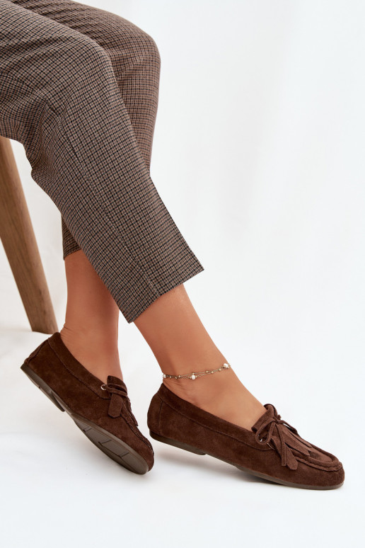 dames mocassins met stijlvolle details En Randen CzekoladoIne Glorina