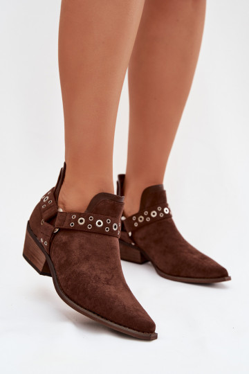 Schokoladenfarbene Vannessae Damen Stiefel mit Ausschnitten und Quasten 2