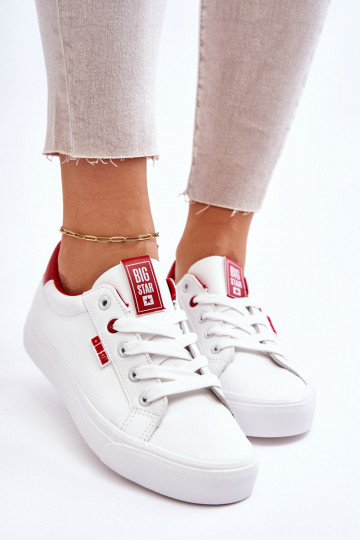 Baskets en cuir véritable Big Star EE274311 couleur blanc-rouge