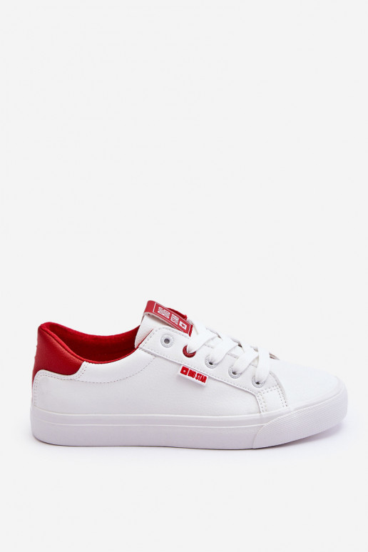 Baskets en cuir naturel Big Star EE274311 Blanc-couleur rouge