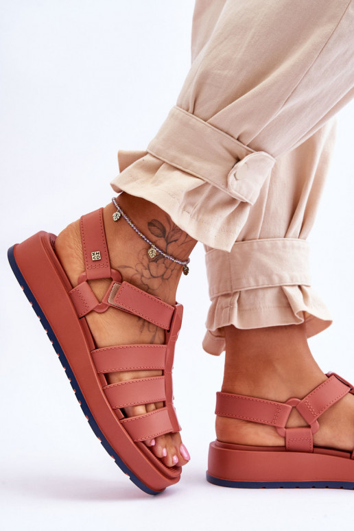 Vegan für Frauen Sandalen mit Klebeverschlüssen ZAXY JJ285016 pinke Farbe