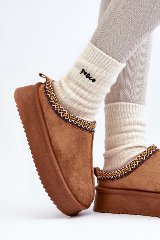 Slippers Op dikke zoolvan eco-suèdeu bruine kleur Sylva