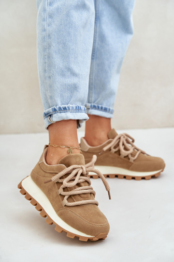 Turnschuhe Sneakers Stilvollllschuhe mit einer Plattformaus Öko-INildlederu braune Farbe Riadella 2