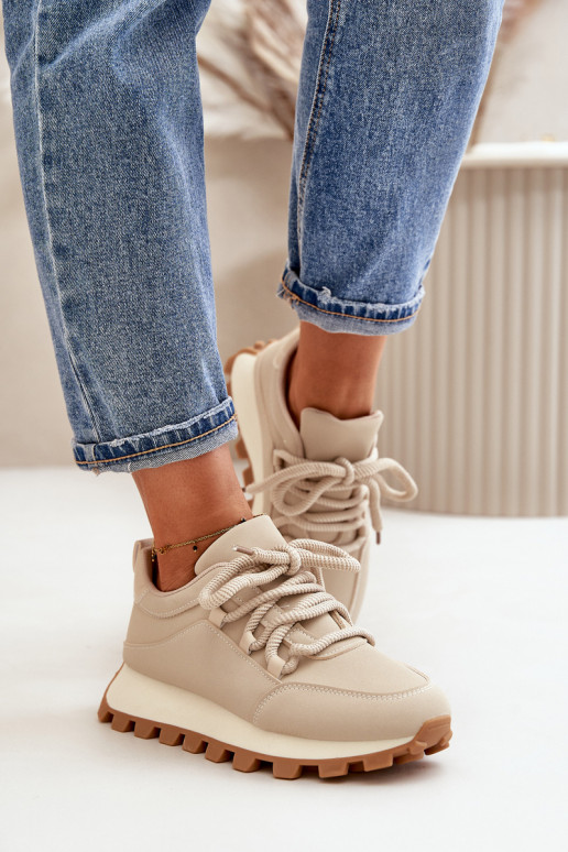 sportschoenen Sneakers model schoenen met platform van ecoleer beige Riadella
