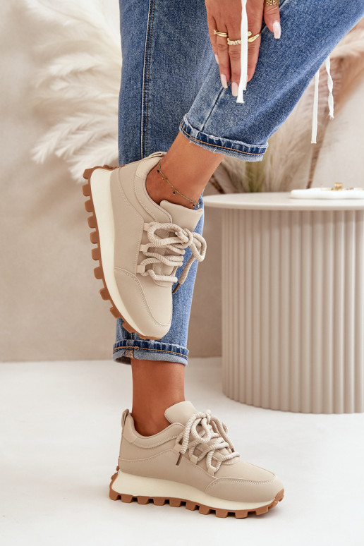 sportschoenen Sneakers model schoenen met platform van ecoleer beige Riadella