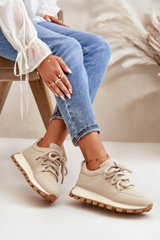 sportschoenen Sneakers model schoenen met platform van ecoleer beige Riadella