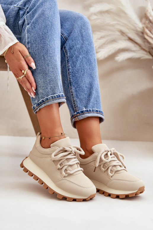 sportschoenen Sneakers model schoenen met platform van ecoleer beige Riadella