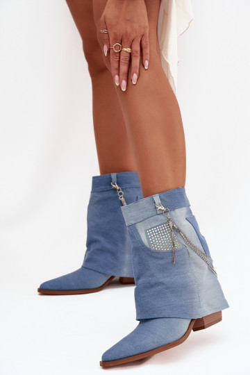Damenstiefel mit Ketten Denim-Es mussterial Ilyana 2