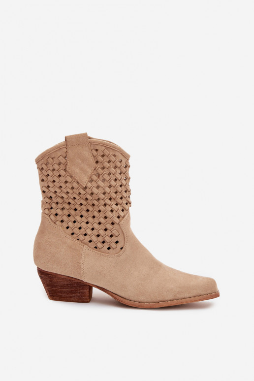 Bottes ajourées Féminin avec des talons beige Ferissa