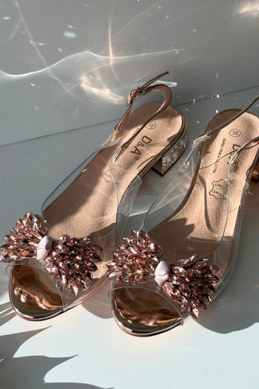 Sandales rose doré transparentes D&A MR52-231 avec nœuds