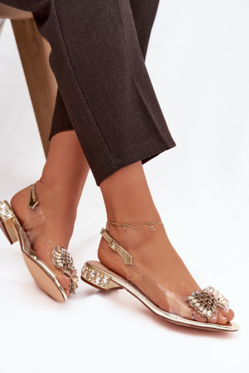 Gouden transparante sandalen D&A MR52-231 met strikken