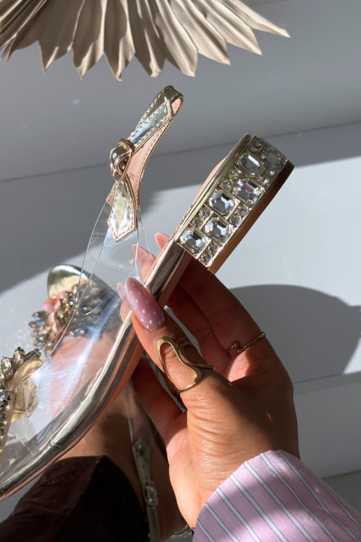 Gouden transparante sandalen D&A MR52-231 met strikken