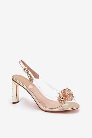 Gouden transparante sandalen D&A MR52-232 met hakken en mooie details 2