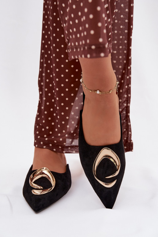 Mules noires avec ornements dorés Galvella